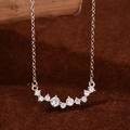 Elegante S925 Sterlingsilber Smile-Halskette mit funkelnden abgestuften Zirkonia - 925er Silber / Weißgold