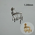Zilveren en gouden lip piercings van chirurgisch staal met ketting in maat 1.2x8mm - Gebogen Ballenketting / 1.2x8mm / Staalkleur