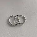 Silver S925 sterling silver hoop earrings with vintage twisted rope texture and minimalist design - Silver Wavy Geometric Hoop (E057)