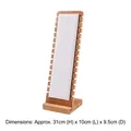 Extra large bamboo wood necklace display stand with white suede padding, size 31x10x9.5cm - Tall Slim White PU Leather