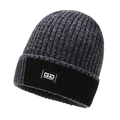 Winter chenille knitted beanie for men in dark grey and black with ribbed texture - Gray