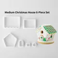 Mittelgroßes 6-teiliges 3D-Lebkuchenhaus-Ausstechformen-Set für weihnachtliches Backen - E0394-Mittleres Haus Ausstechformen