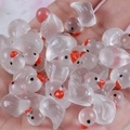 Cute transparent resin luminous cartoon duck model with orange beak for DIY ornament - Clear White