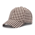 Klassische Baseballkappe mit braun-weißem Hahnentrittmuster und strukturiertem Design - Einheitsgröße (56-60cm) / Braun & Weiß Houndstooth (C)
