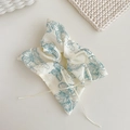 Chouchou en tissu crème avec broderies cerise et rubans au style doux coréen - Style Foulard Carré Imprimé Papillon Bleu