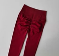 High waist scrunch butt yoga leggings in deep wine red featuring ribbed tummy control - Ancorra Red