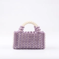 Borsa a mano fatta a mano con perline viola e dettagli di perle bianche eleganti - Viola chiaro