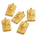 Detailed macro view of five 18K gold plated stainless steel tarot sun pendants - Rectangular-Gold