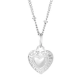 Minimalist silver heart pendant necklace in polished titanium steel for women - Double Layer Embossed Heart Style (KN235278-Z)