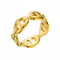 Minimalistischer 18k vergoldeter Titanstahl Ankerketten Ring für Damen in poliertem Gold - US 6 / Gold