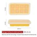 Moule à glaçons en silicone jaune mangue à 8 cavités en forme de patte de chat - 8 Grilles Rectangulaires (DM-15-21)