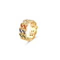Bohemian gold Cuban link ring featuring vibrant multi-color zircon stones for women - US 6 / Colorful Zirconia