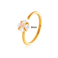 Anello al naso a C dorato in acciaio inossidabile con zircone quadrato misura 8mm - Stile Quadrato (2602-4) / Oro