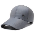 Men's outdoor baseball cap in dark grey twill fabric with black metal side plaque - Triangle Badge Light Grey