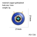 Vergoldeter Evil Eye Anhänger mit blauen Kreisen und bunten Zirkonia-Steinen - P01728-Blau Bunte Zirkonia
