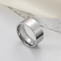 Anillo plano de 8mm en acero inoxidable pulido para hombre con acabado espejo plata - US 10 / Color Acero