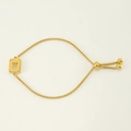 Adjustable golden stainless steel box chain bracelet featuring a cutout letter W plaque - Letter W / Gold