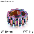 Anillo de cadena de acero inoxidable arcoíris estilo correa de reloj con ancho de 10mm unisex - US 10 / Colorido