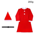 Costume natalizio da donna con abito rosso con bordi bianchi e cappello di Babbo Natale - Set Donna 3 Pezzi Standard (Tessuto non Tessuto)