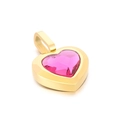 Luxurious gold-plated heart pendant with pink crystal and wide bail attachment - Pink Gemstone Gold Base (KP100789-K)