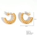 Minimalist 18k gold plated C-shaped earrings with honeycomb texture in stainless steel - Honeycomb Textured C-Style (21x20mm)