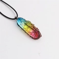 Collana con pendente albero della vita in cristallo arcobaleno e filo dorato - Albero della Vita in Cristallo Arcobaleno + Corda di Cera Nera