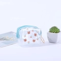 Transparent PVC storage pouch with brown cartoon bear and red cherry print pattern - Bear Cherry - Style 2 / Transparent Light Blue