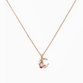 Collana in oro rosa 18K con ciondolo a stella e luna, cristallo viola e perla elegante - Oro Rosa (XL00301)