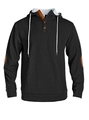 Felpa con cappuccio nera in maglia waffle da uomo con bottoni e toppe sui gomiti - S / Nero