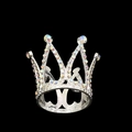 Elegant silver crown with colorful rhinestones for birthday cake topper decoration - Mini Colorful Rhinestone Silver