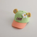 Détail de casquette enfant avec abeille en peluche, fleur velours et oreilles douces - 54cm (2-8 Ans) / Vert et Rose Orangé (5#)