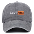 Casquette de baseball en jean délavé gris foncé avec broderie Love You style streetwear - Gris
