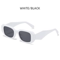 Retro square frame sunglasses featuring white plastic frames and dark grey lenses - White Frame Gray Lens