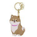 Porte-clés Shiba Inu mignon en cuir marron avec anneau métallique doré - Shiba Inu Blanc