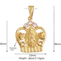 Gold plated crown pendant featuring Virgin Mary Guadalupe with rose details and zircon - M291097-Crown Virgin Mary Gold