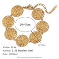 Chic 18K gold plated stainless steel bracelet featuring textured hammered round discs - Hammered Disk Bracelet - Gold