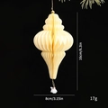 Decorazione natalizia in carta a nido d'ape beige con cordoncino dorato e ciondolo - Pendente a Sfera a Nido d'Ape / Stile Nappa Bianca