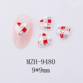 Detail of 9x9mm Y2K red checkered heart nail charms with rhinestones on pink nails - Red White Checkerboard Silver Edge Rhinestone (9480)