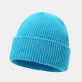 Detailed view of the thick royal blue ribbed knit texture on the warm winter beanie hat - One Size / Royal Blue