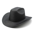 Cappello da cowboy western nero classico con riflessi metallici e silhouette a tesa larga - M (56-58cm) / Nero