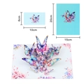 3D butterfly and flowers popup card set with envelope and note card in vivid colors - Gold Stamping Butterfly (Blue Cover)