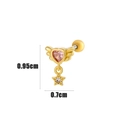 Gold heart earring with wings, pink gemstone, and star charm for cartilage piercing - Angel Wing Heart Style (8#) / Gold Yellow