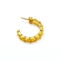 Detail of gold C-shaped earrings with square-cut yellow zircon stones and butterfly back - Gold Yellow Zirconia (Single)