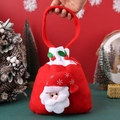 Christmas plush gift bag featuring Santa Claus 3D design and red felt handle - Red Velvet Candy Bag - Santa Claus