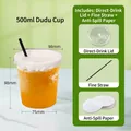 500ml transparent disposable plastic cold drink cup set with lid straw and leak-proof paper - 500ml Dudu Fat Cup With Direct Drink Lid Straw and Leak-proof Paper