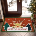 Christmas entrance mat with reindeer and Merry Christmas text on a red background - 40x60cm / Style-Reindeer Snowflakes