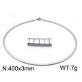 Silver 18K vacuum plated titanium steel linear choker 400mm necklace with lobster clasp - Smooth Short Thin Style (KN33341-Z)
