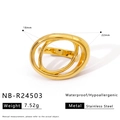 Anillo doble entrelazado dorado de acero inoxidable con un peso de 7,52g - Estilo de Superposición de Doble Anillo Dorado (NB-R24503)