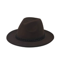 Detail of dark brown wool fedora hat featuring a chunky black fashion chain decoration - Adult 57-60cm / Grey with White Chain