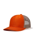 Orange and khaki mesh trucker hat with a curved brim for outdoor sun protection - Adjustable / Orange + Khaki Mesh